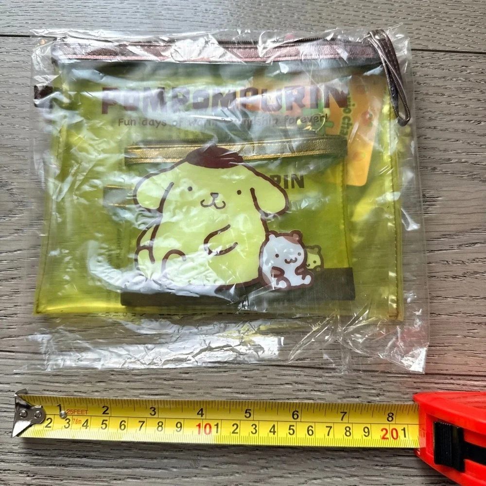 Sanrio Pompompurin Pouch Set Yellow Clear Vinyl Zipper Bag Kids One Size